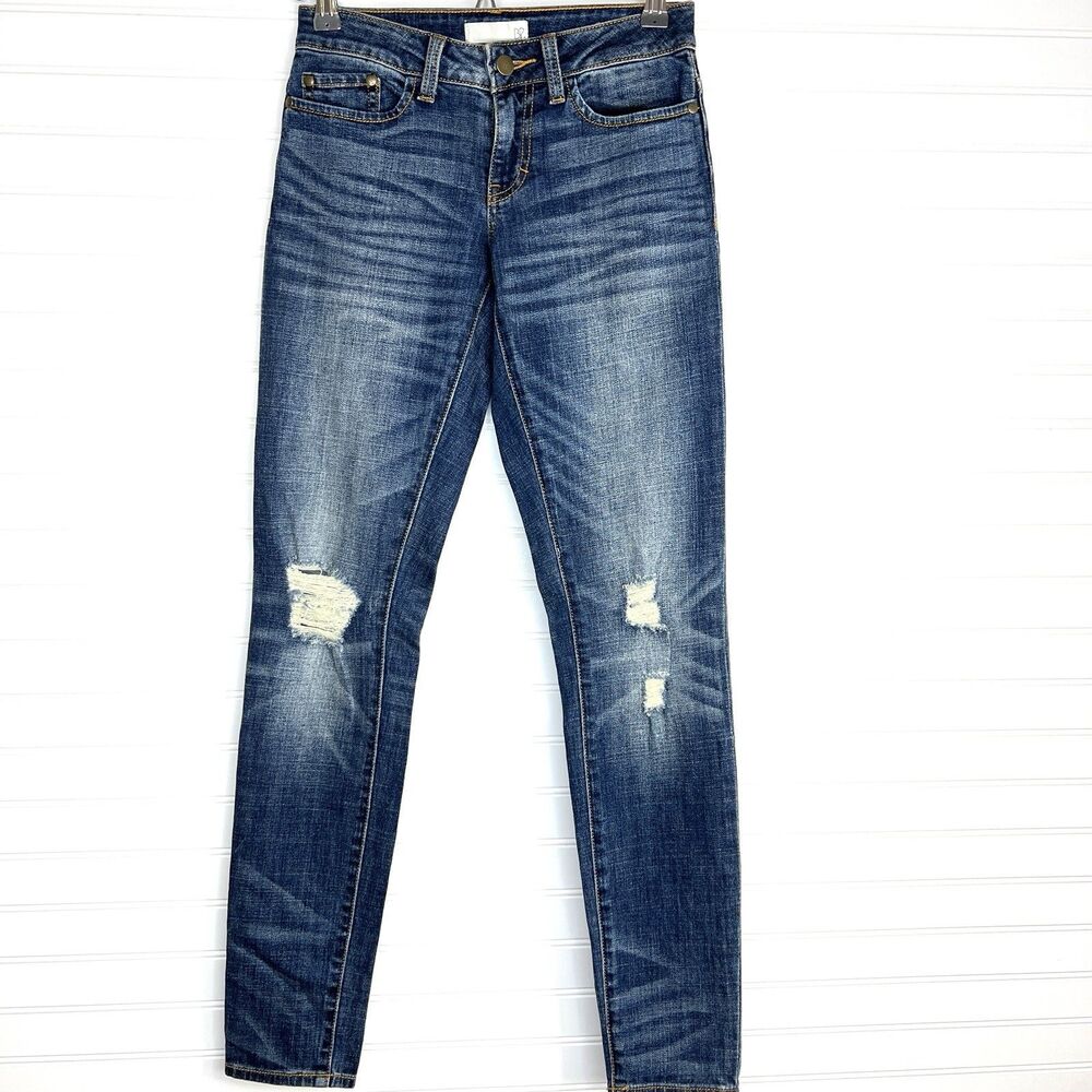 BP Distressed Skinny Jeans Women’s Size 24 Blue Mid Rise Stretch Denim Ankle